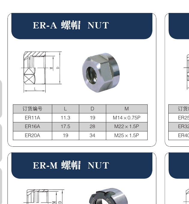 Tooling Accessories Nuts & Spanners catalog structure and dimension drawing