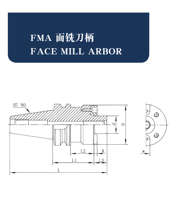 BT Tool Holders FMA / FMB Face Mill Arbors catalog structure and dimension drawing